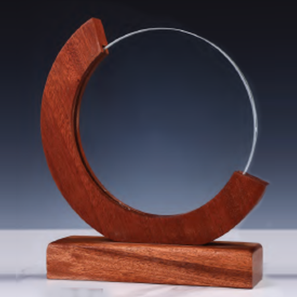 Circle Crystal & Wood Award – Customisable